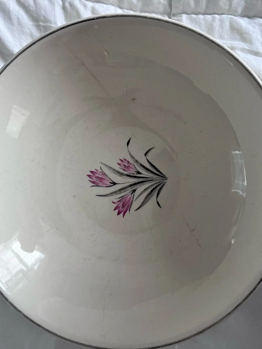 Floral Decorative Ceramic Bowl in Pink